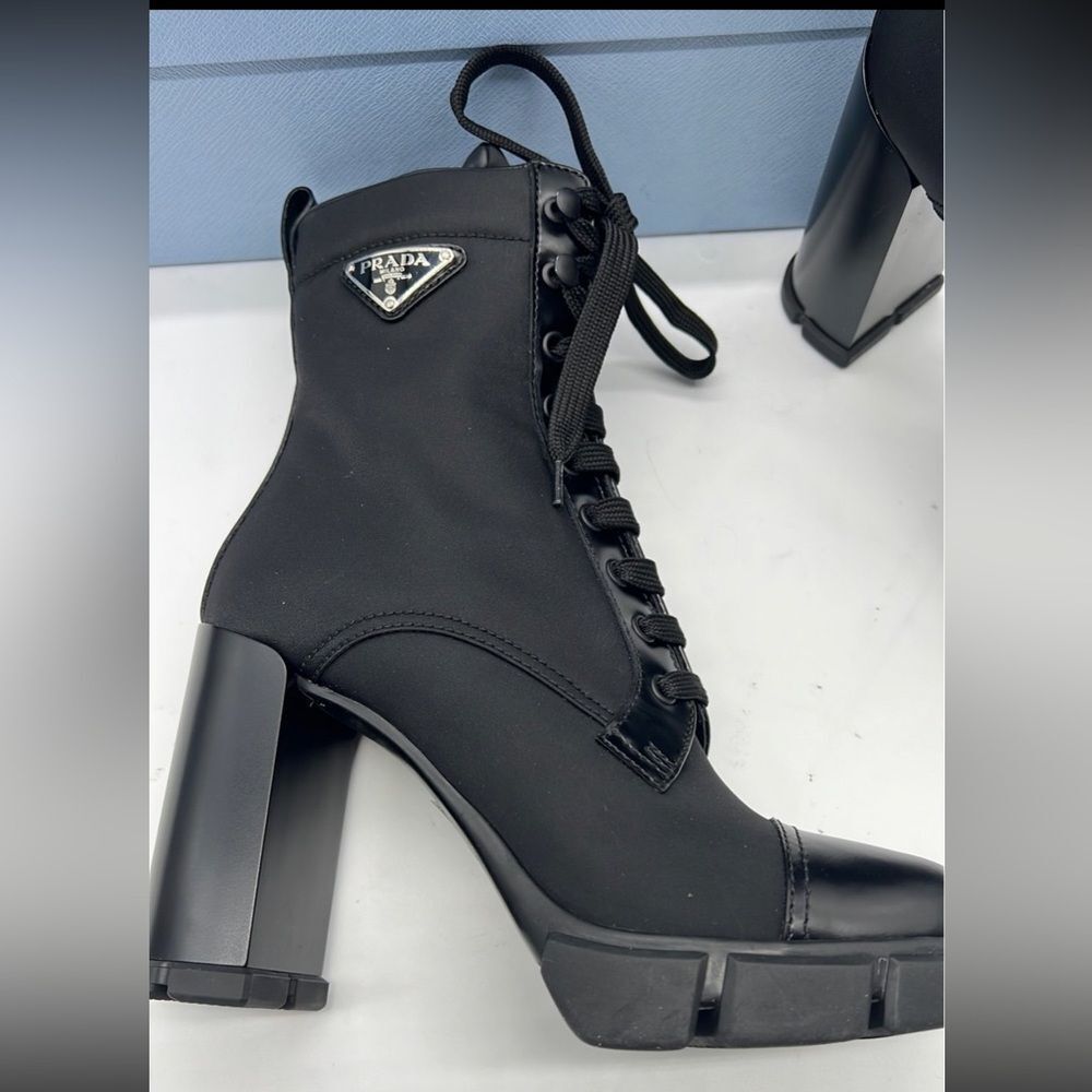 Prada 110 Leather & Nylon Hiker Booties 8.5 - Picture 3 of 9